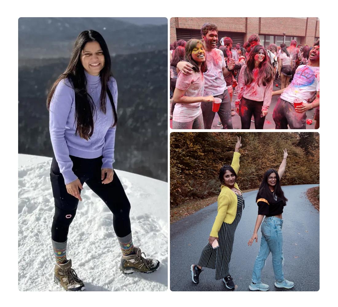 AWS builder Karuna Meena is featured in a collage of images outside the workplace.
